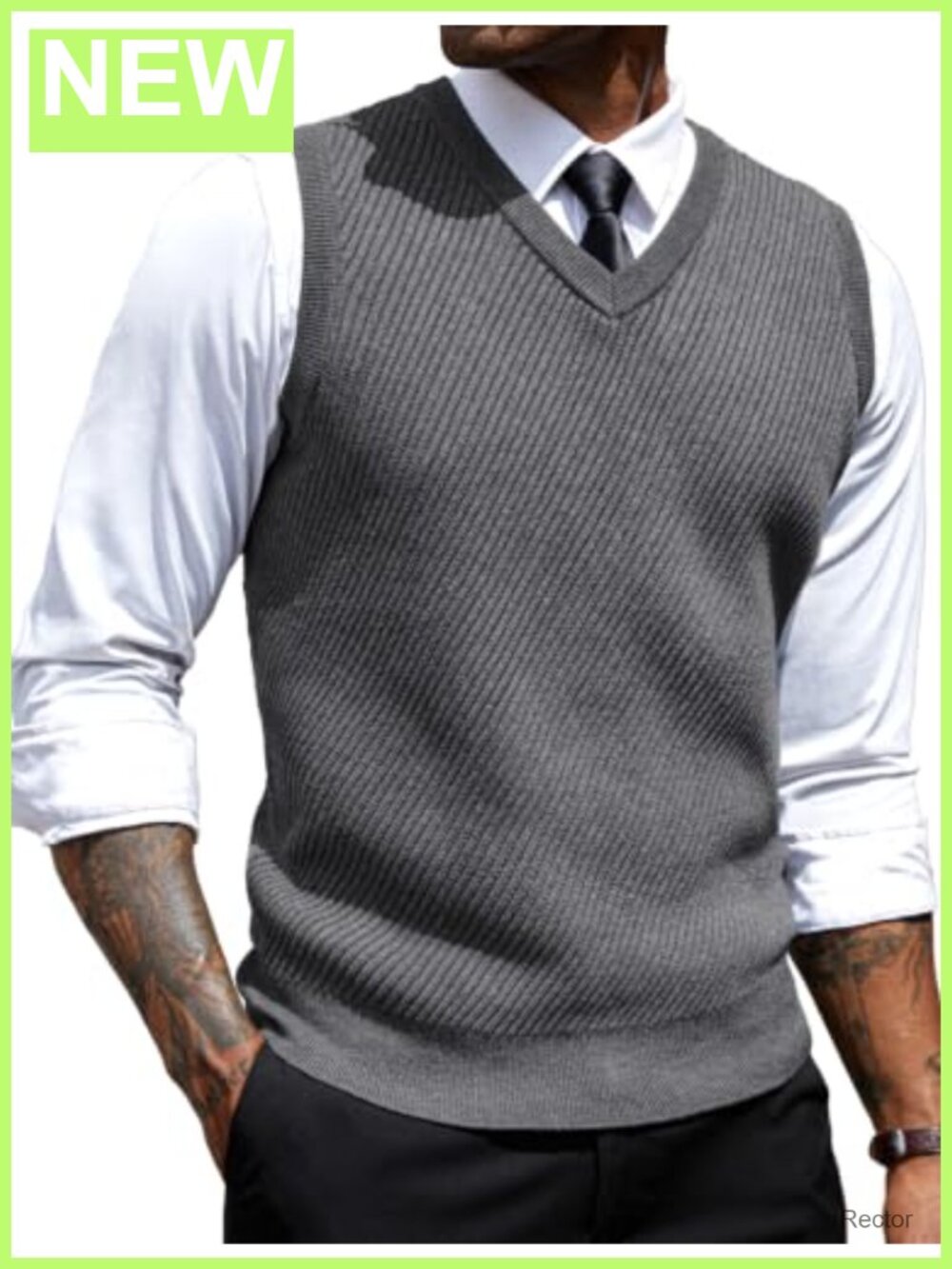 Men's Twill Textured V-Neck Sweater Vest Sleeveless Casual Layering